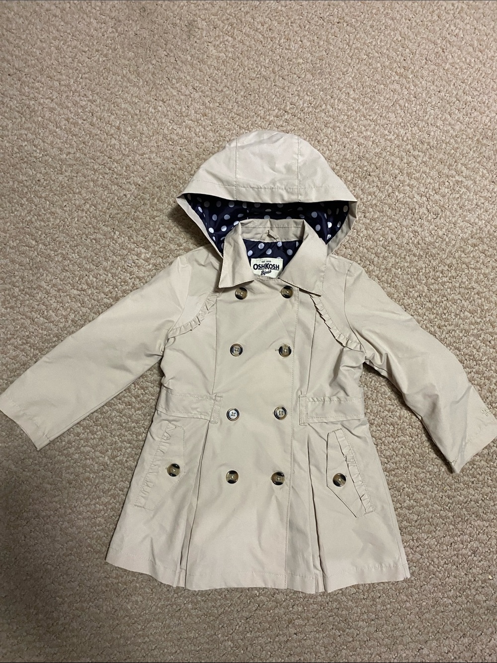 OshKosh B'gosh Girls Cream Pea Coat size 4T NWOT.